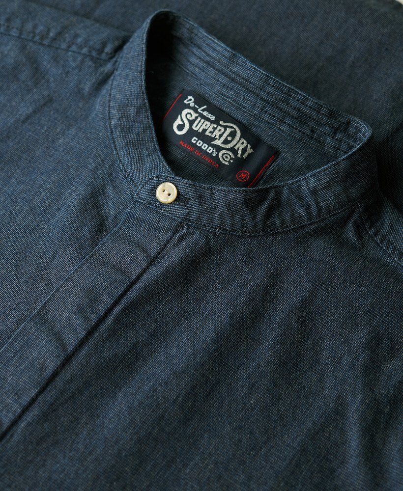 the merchant store - camisa indigo grandad em microtextura Índigo