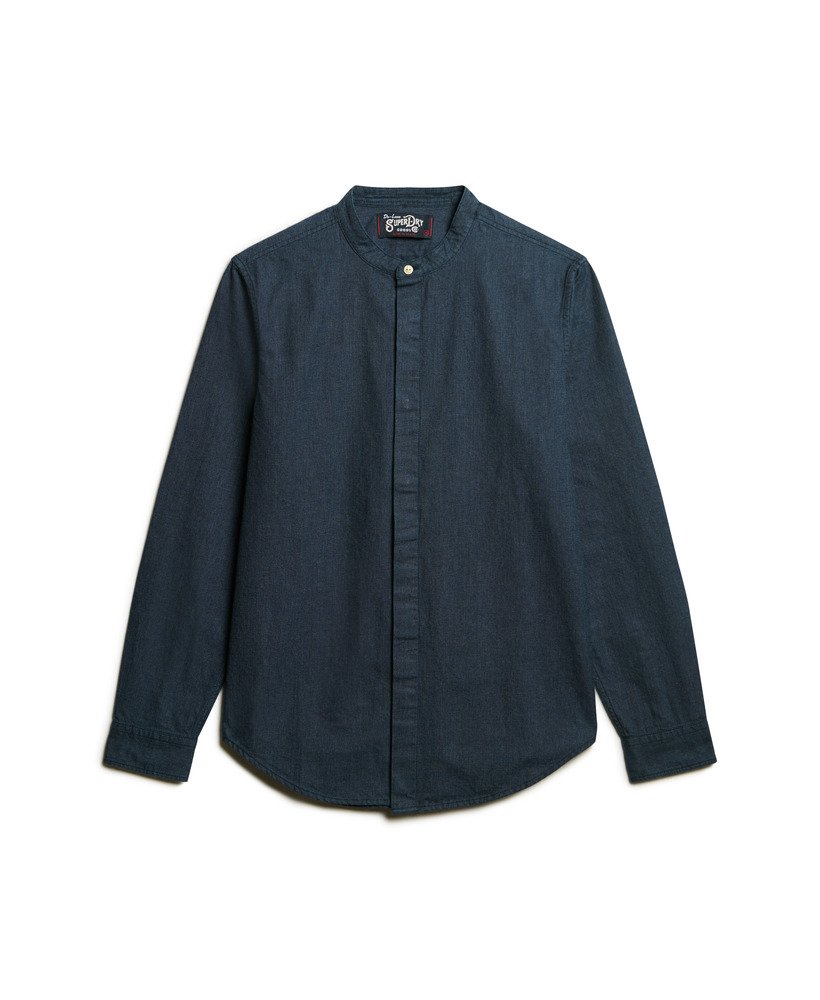 the merchant store - camisa indigo grandad em microtextura Índigo