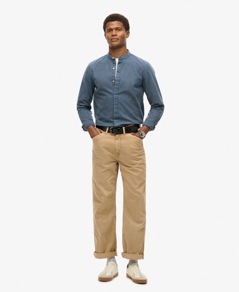 the merchant store - camisa indigo grandad em xadrez índigo