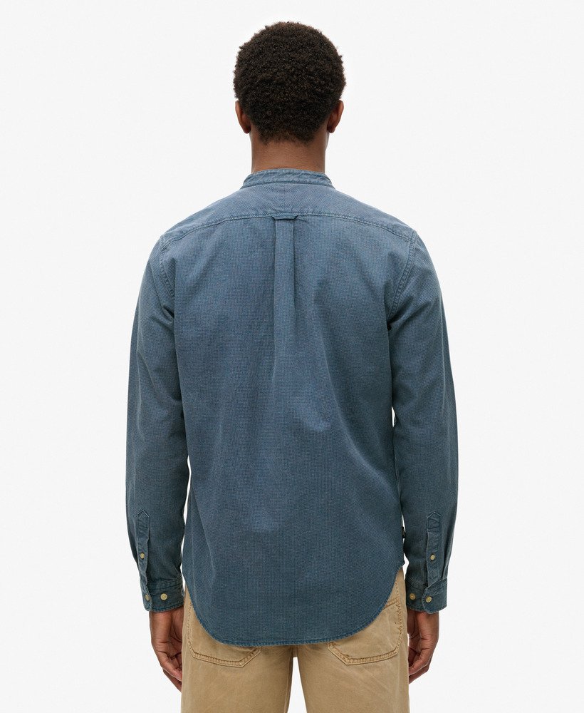 the merchant store - camisa indigo grandad em xadrez índigo