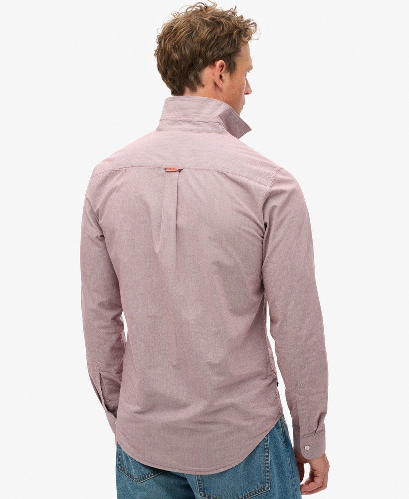 camisa casual de manga comprida em mogno vermelho