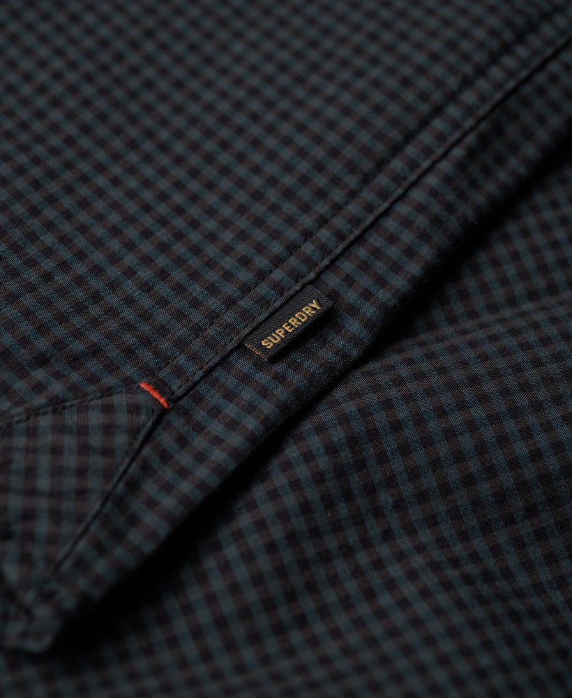 camisa casual de manga comprida em xadrez cinzaazul marinho