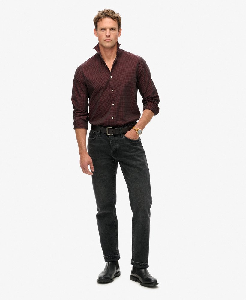 camisa casual de manga comprida em xadrez vermelhoverde