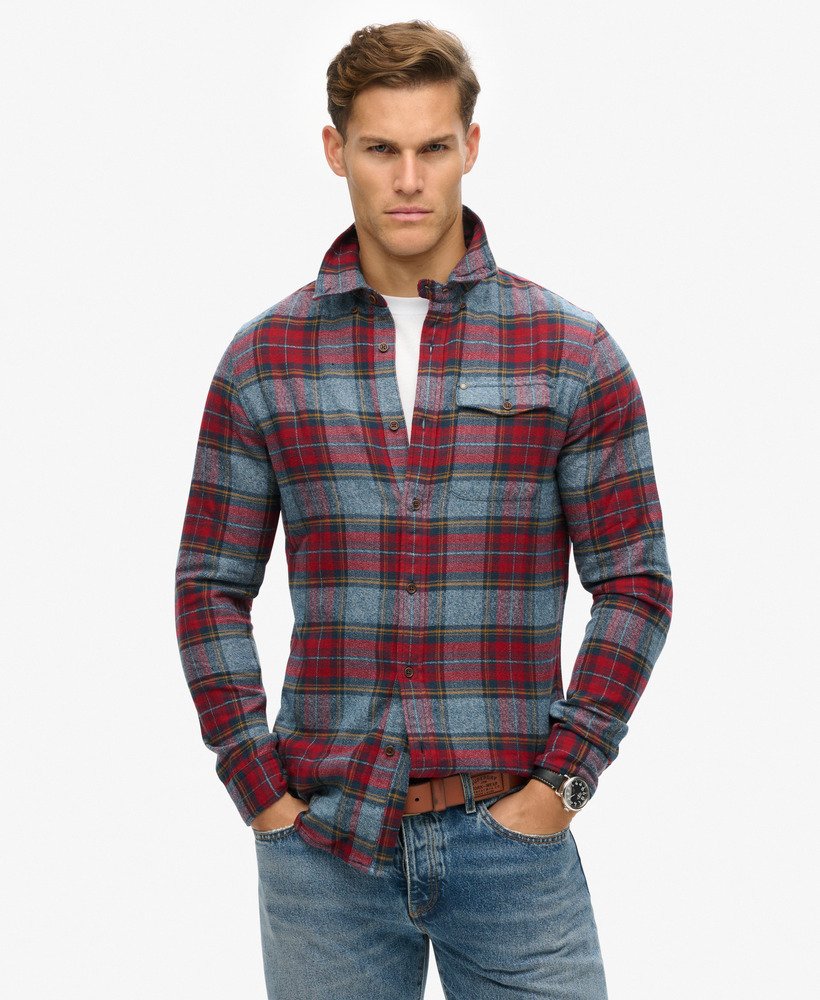 the merchant store - camisa xadrez em padrão grindle vermelho