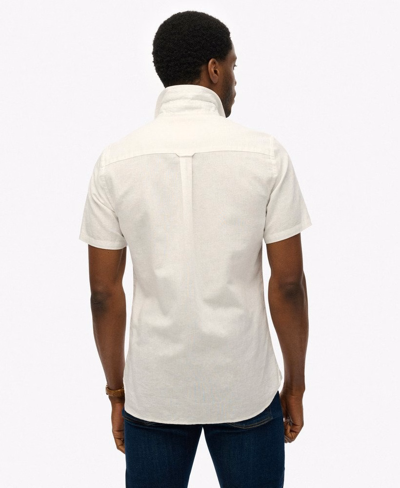 Camisa de manga curta em algodão e linho