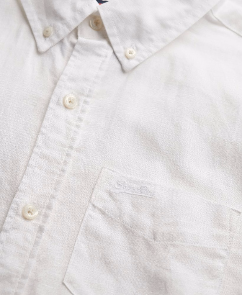 Camisa de manga curta em algodão e linho