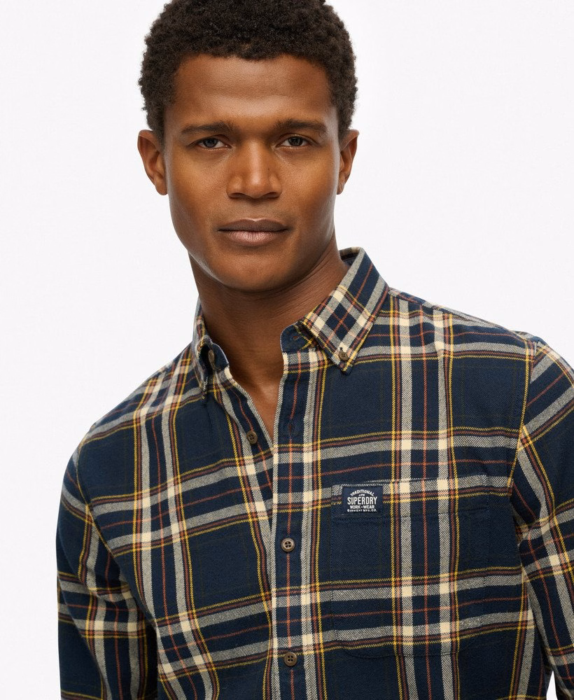 Camisa de lenhador de algodão de manga comprida