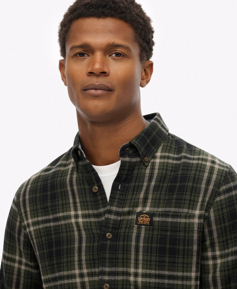 Camisa de lenhador de algodão de manga comprida