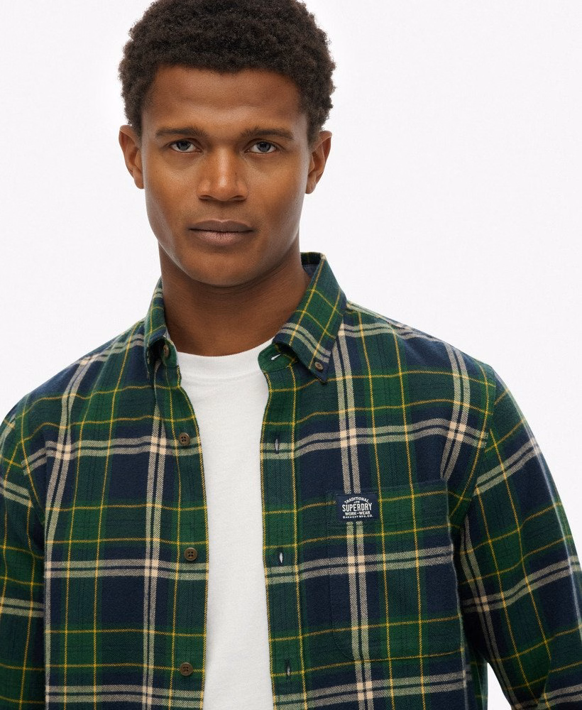 Camisa de lenhador de algodão de manga comprida