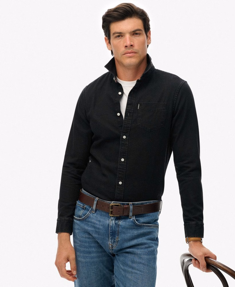 Camisa jeans essencial de manga comprida
