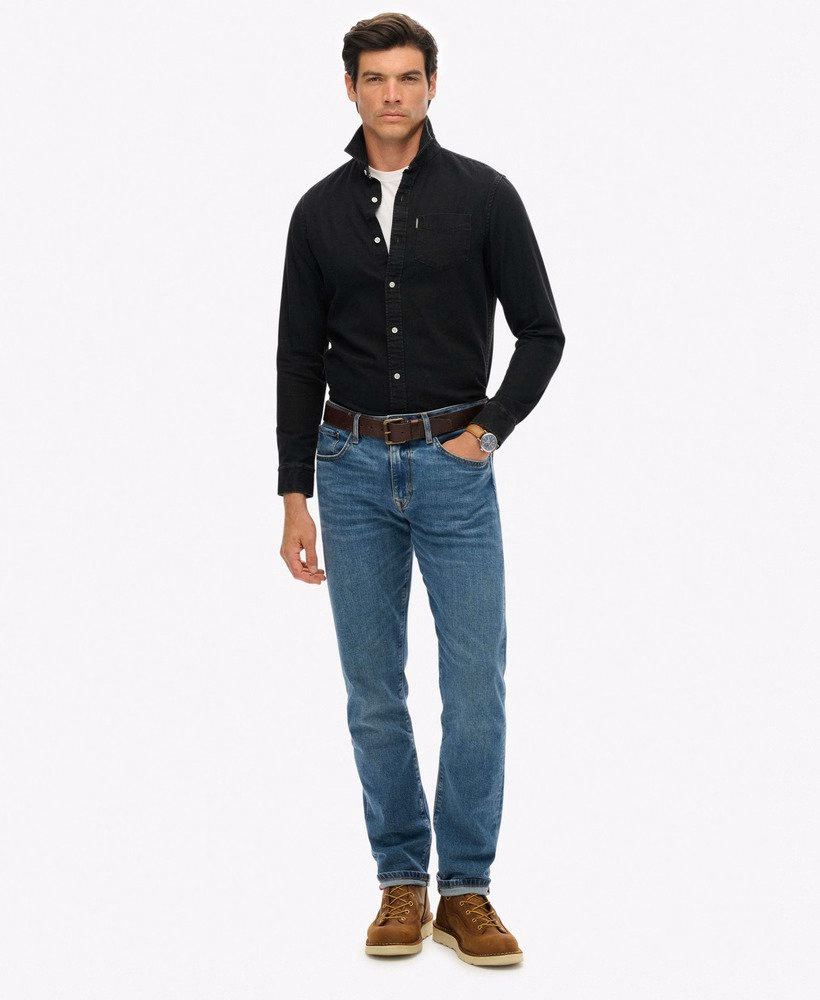 Camisa jeans essencial de manga comprida