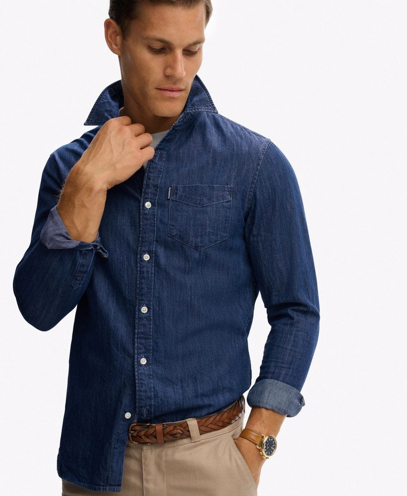 Camisa jeans essencial de manga comprida