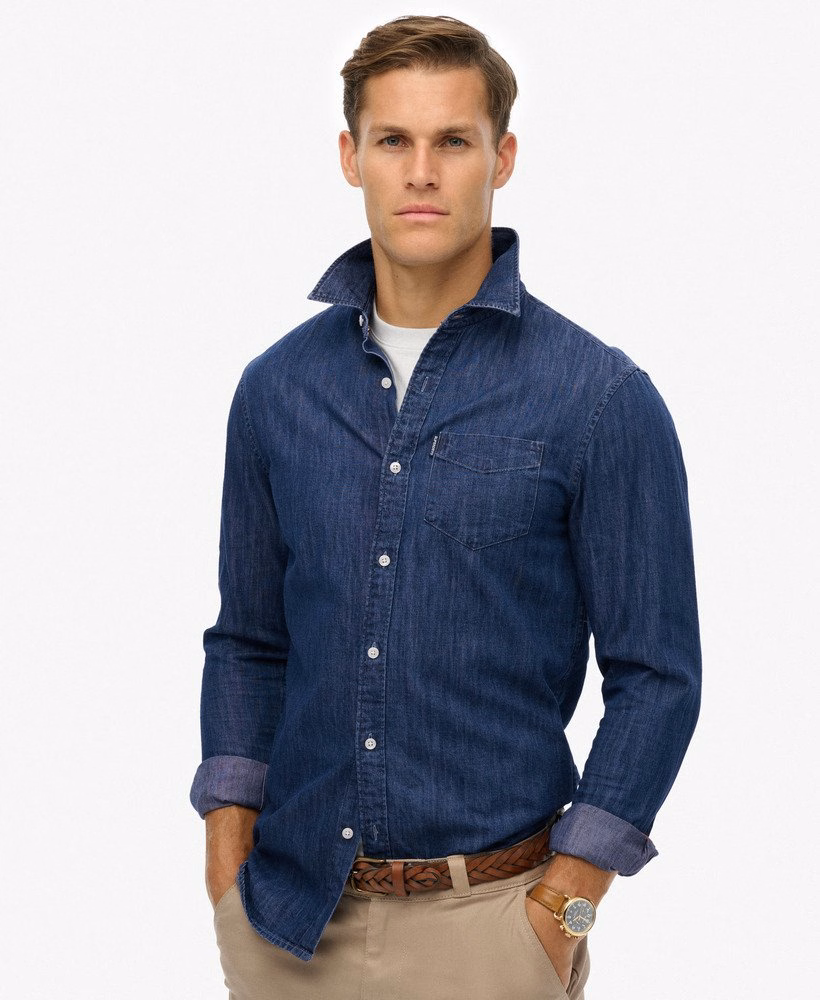 Camisa jeans essencial de manga comprida