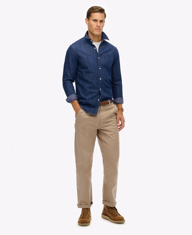 Camisa jeans essencial de manga comprida