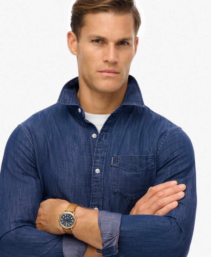 Camisa jeans essencial de manga comprida