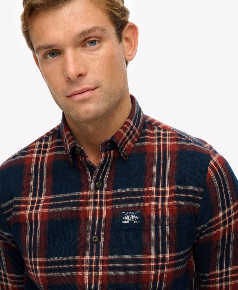 Camisa de lenhador de algodão de manga comprida