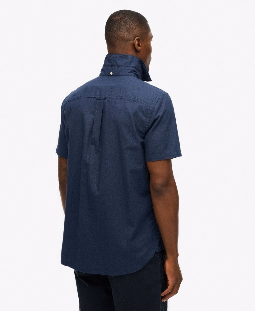 Camisa de manga curta em algodão e linho estilo urbano