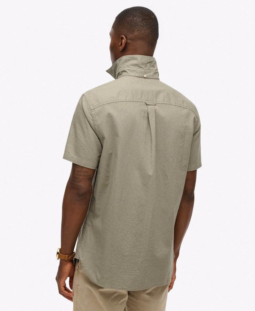 Camisa de manga curta em algodão e linho estilo urbano