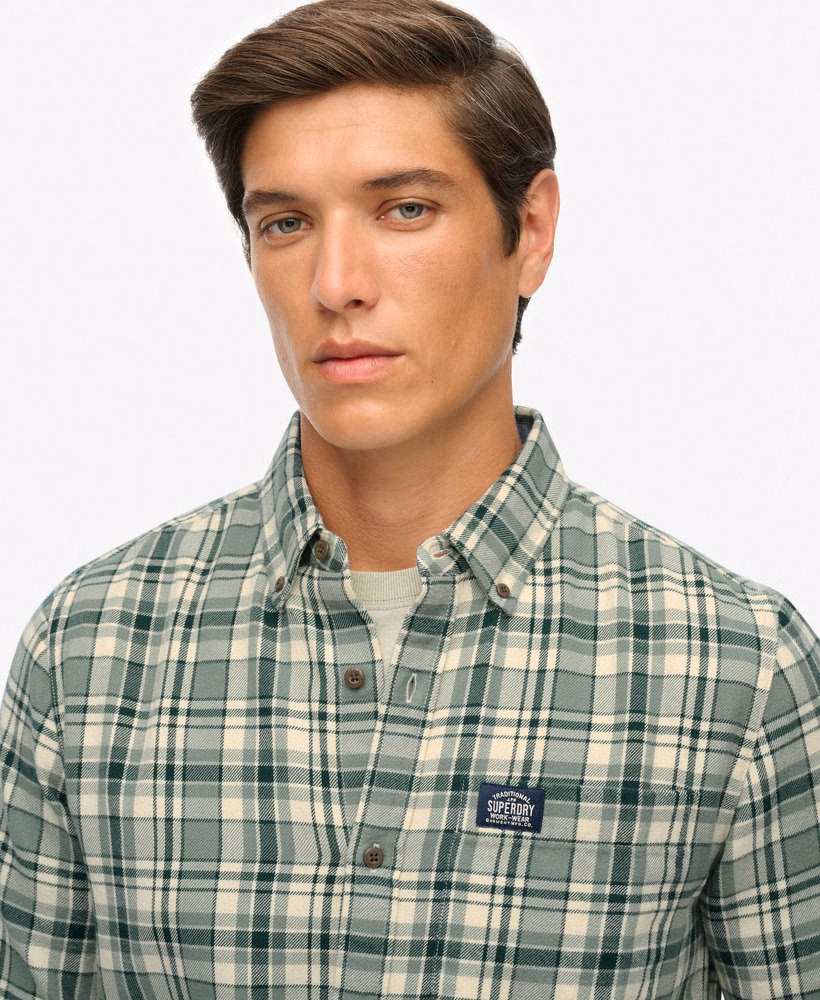 Camisa de lenhador de algodão de manga comprida