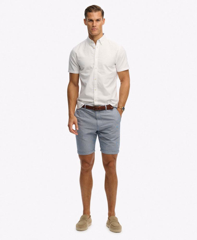 Camisa Oxford de manga curta estilo preppy