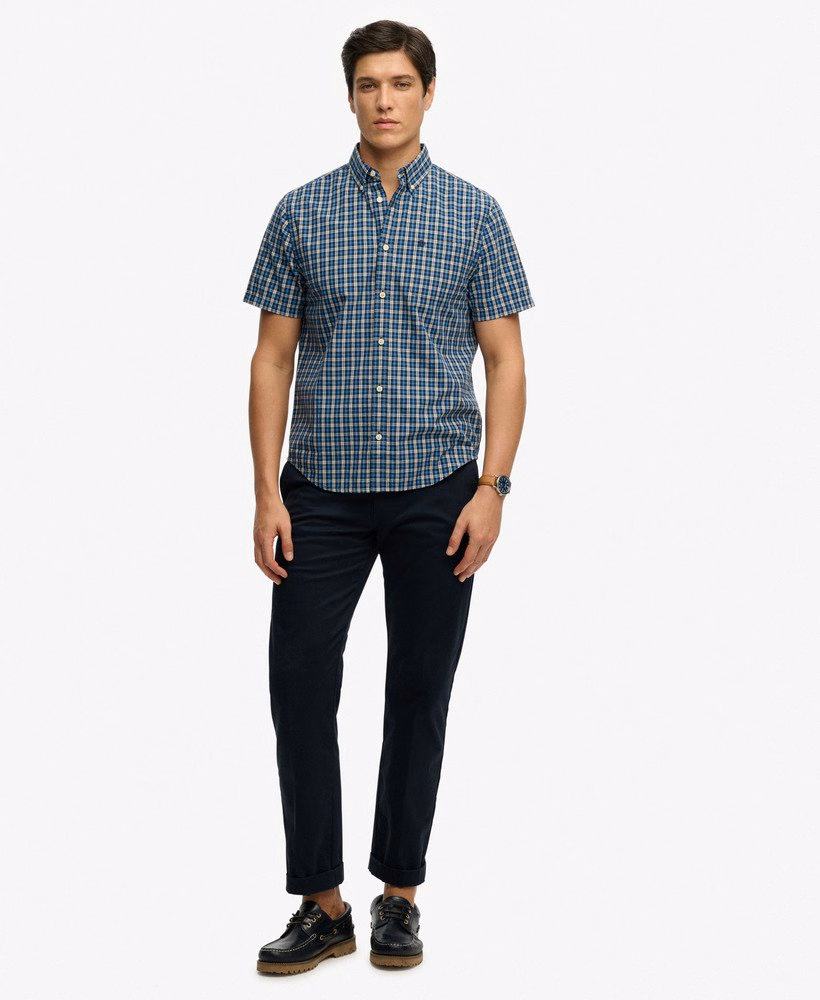Camisa preppy de manga curta em popeline
