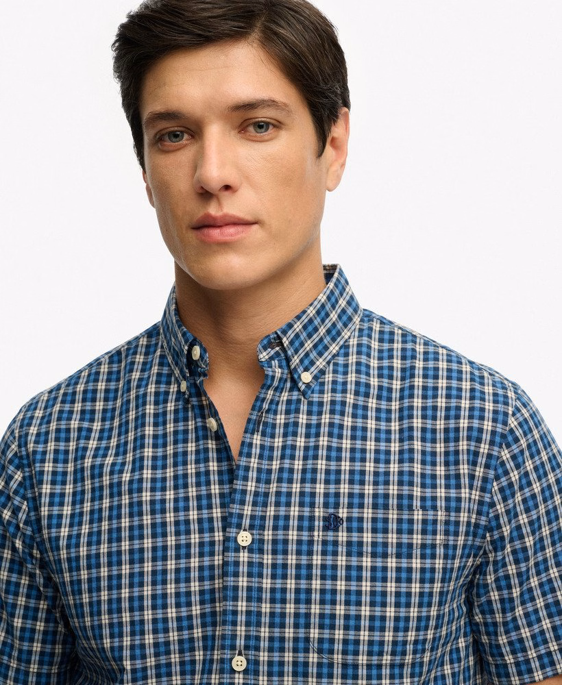 Camisa preppy de manga curta em popeline