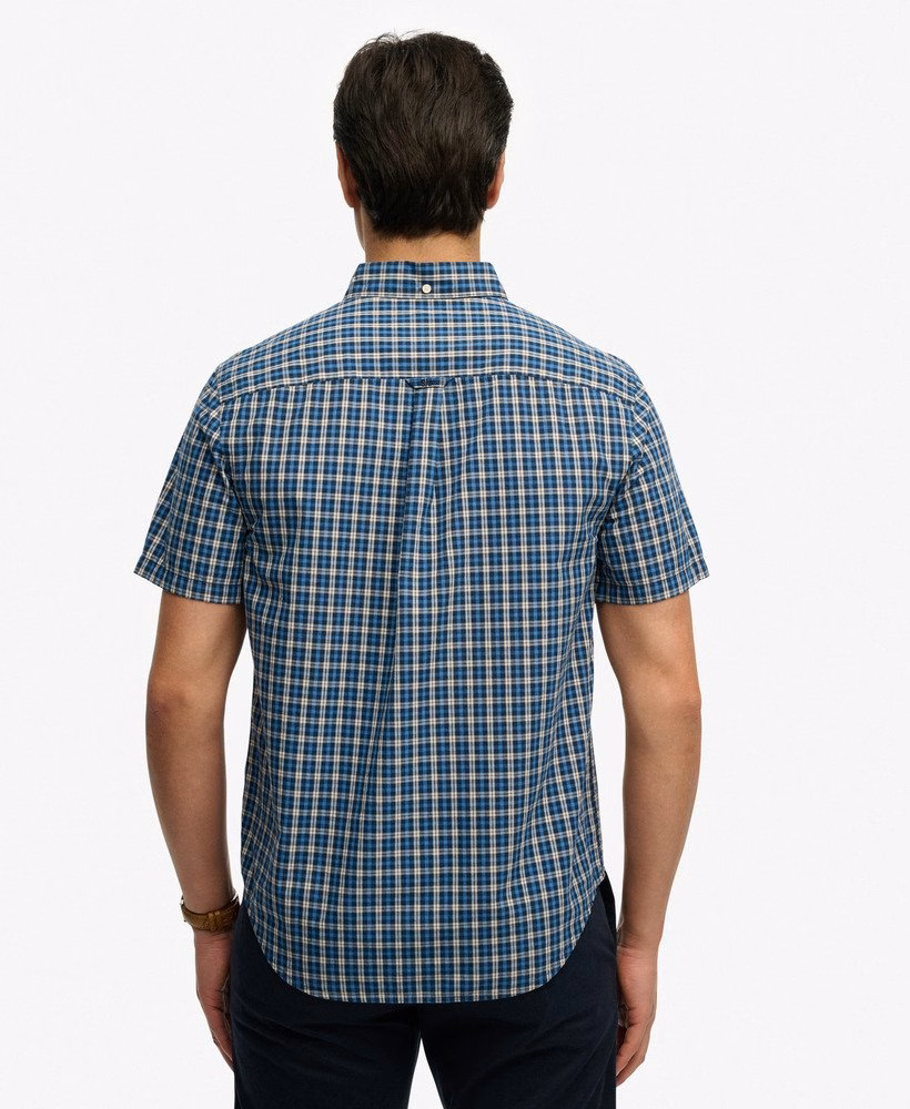Camisa preppy de manga curta em popeline