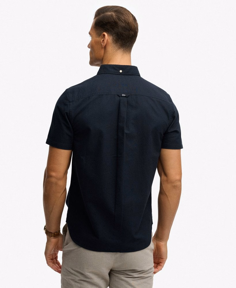 Camisa Oxford de manga curta estilo preppy