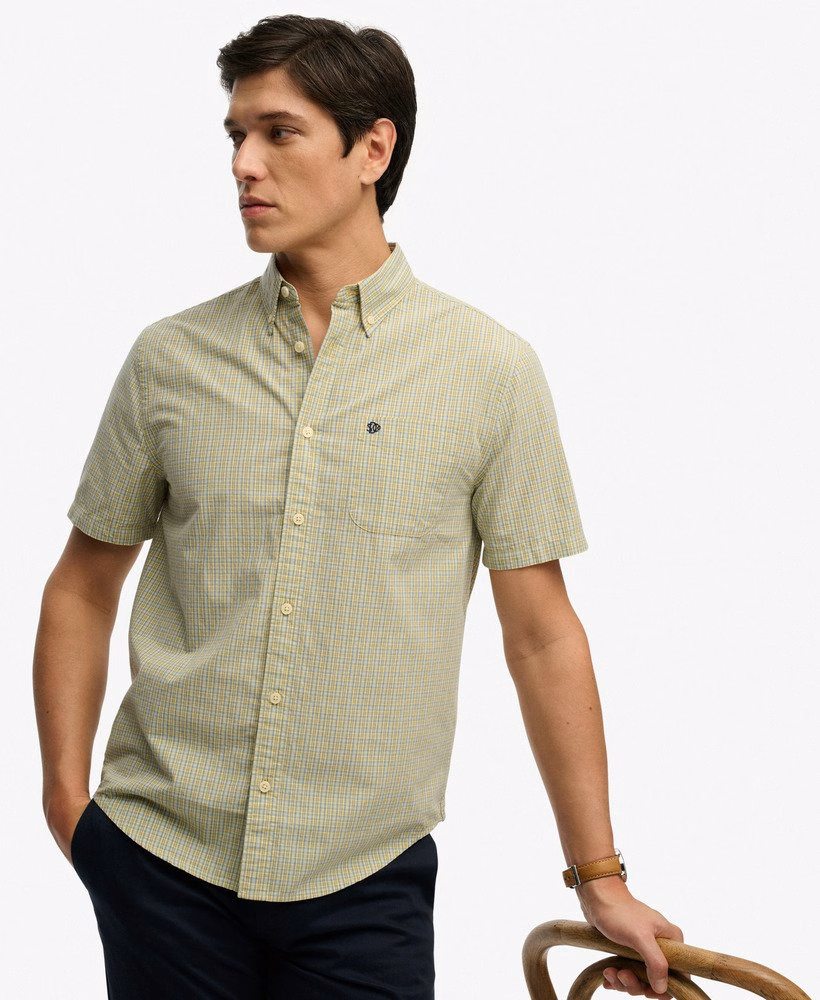 Camisa preppy de manga curta em popeline