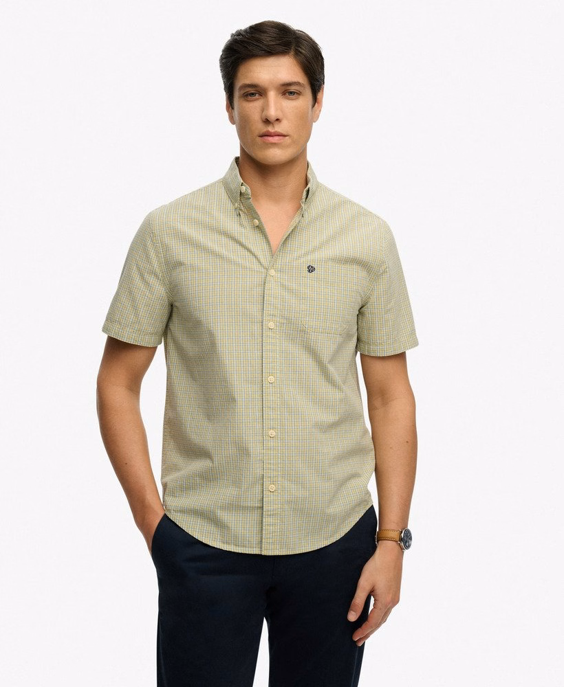 Camisa preppy de manga curta em popeline