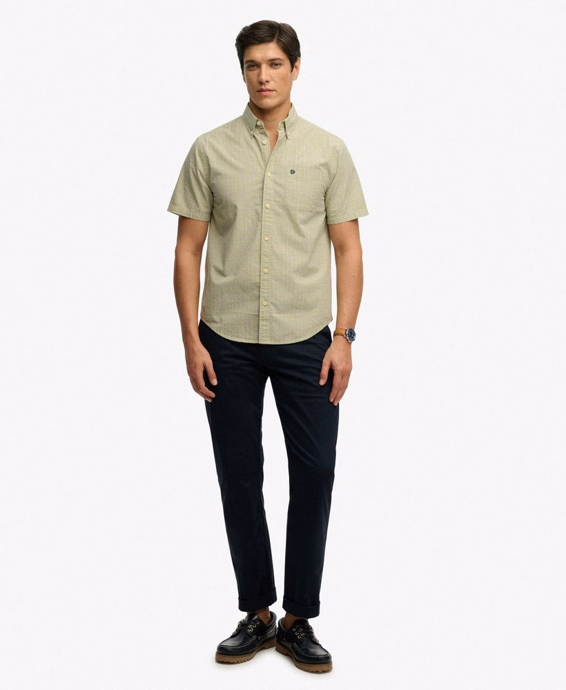Camisa preppy de manga curta em popeline