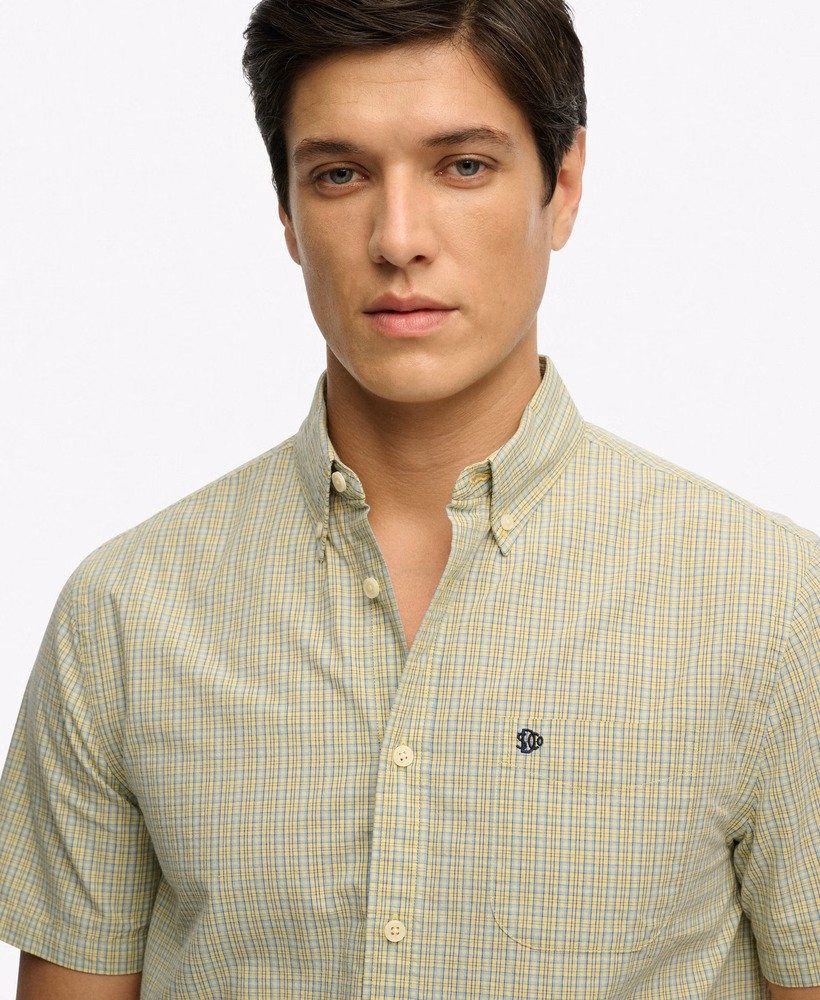 Camisa preppy de manga curta em popeline