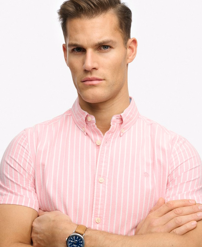 Camisa Oxford de manga curta estilo preppy
