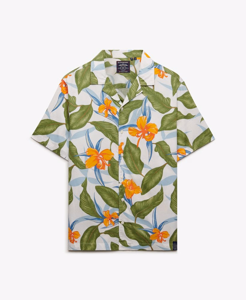 Camisa de manga curta com estampa havaiana