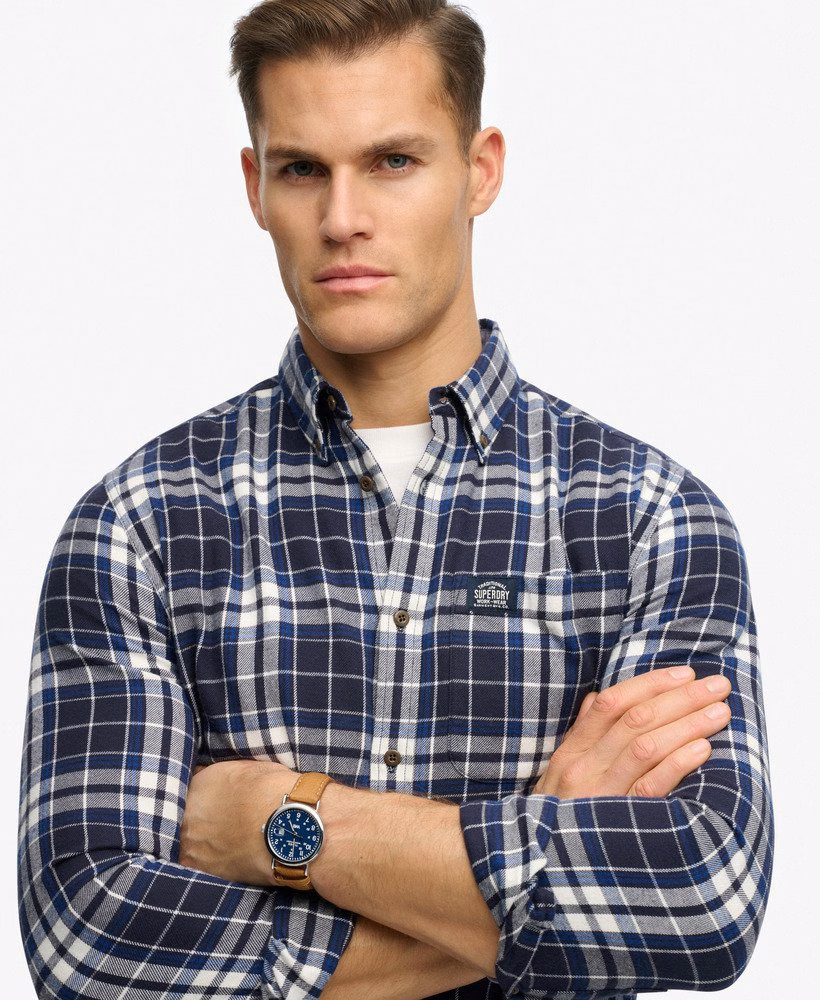 Camisa de lenhador de algodão de manga comprida