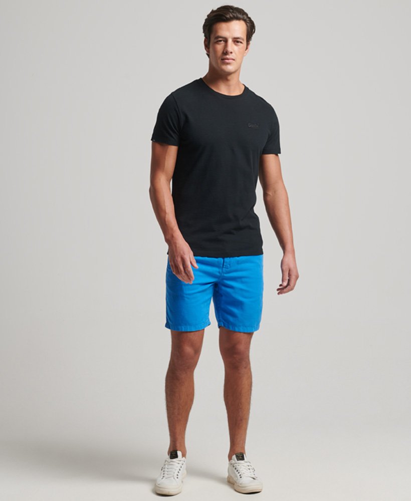 shorts vintage tingidos em azul francês