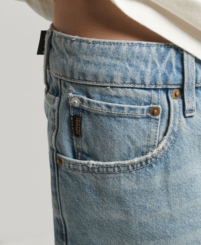 shorts retos vintage na cor azul desgastado.