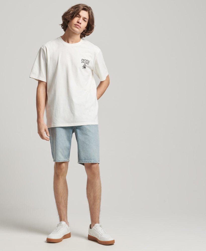 shorts retos vintage na cor azul desgastado.