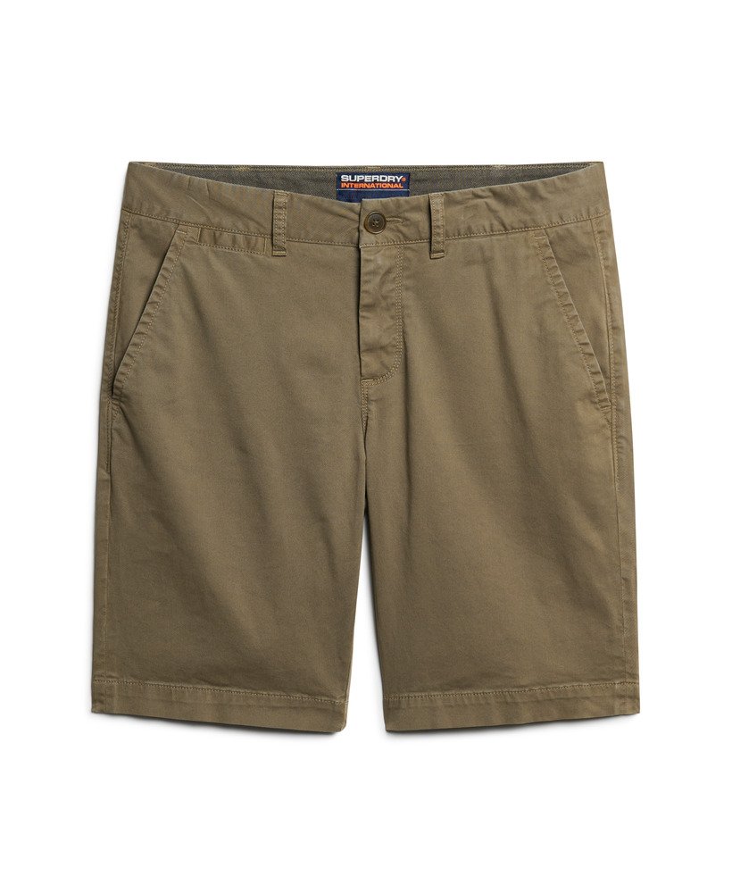 shorts chino vintage em verde oliva acinzentado