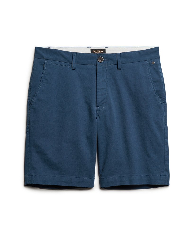 calções chino elásticos na cor azul médio da pilot.