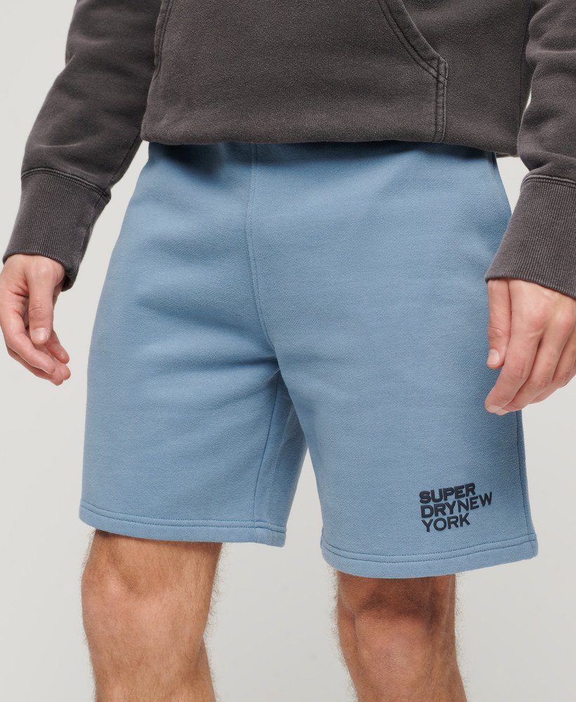 shorts esportivos folgados de luxo em jeans azul lavado