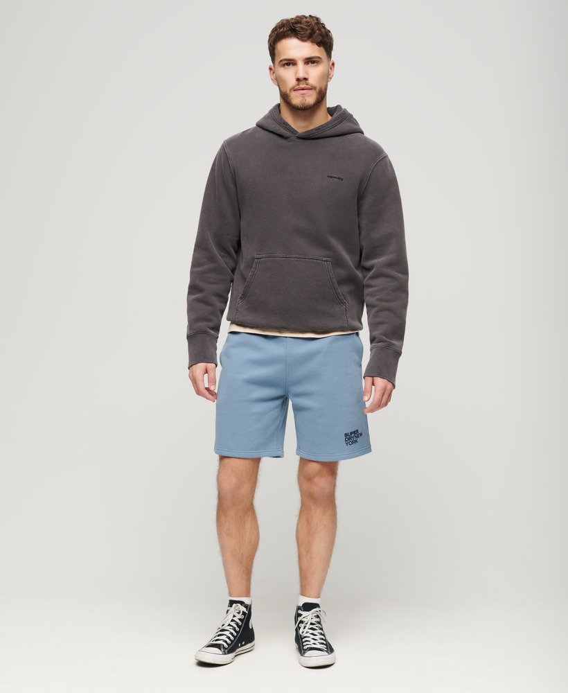 shorts esportivos folgados de luxo em jeans azul lavado