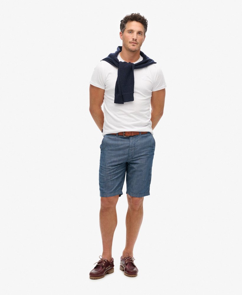 shorts vintage international em azul chambray