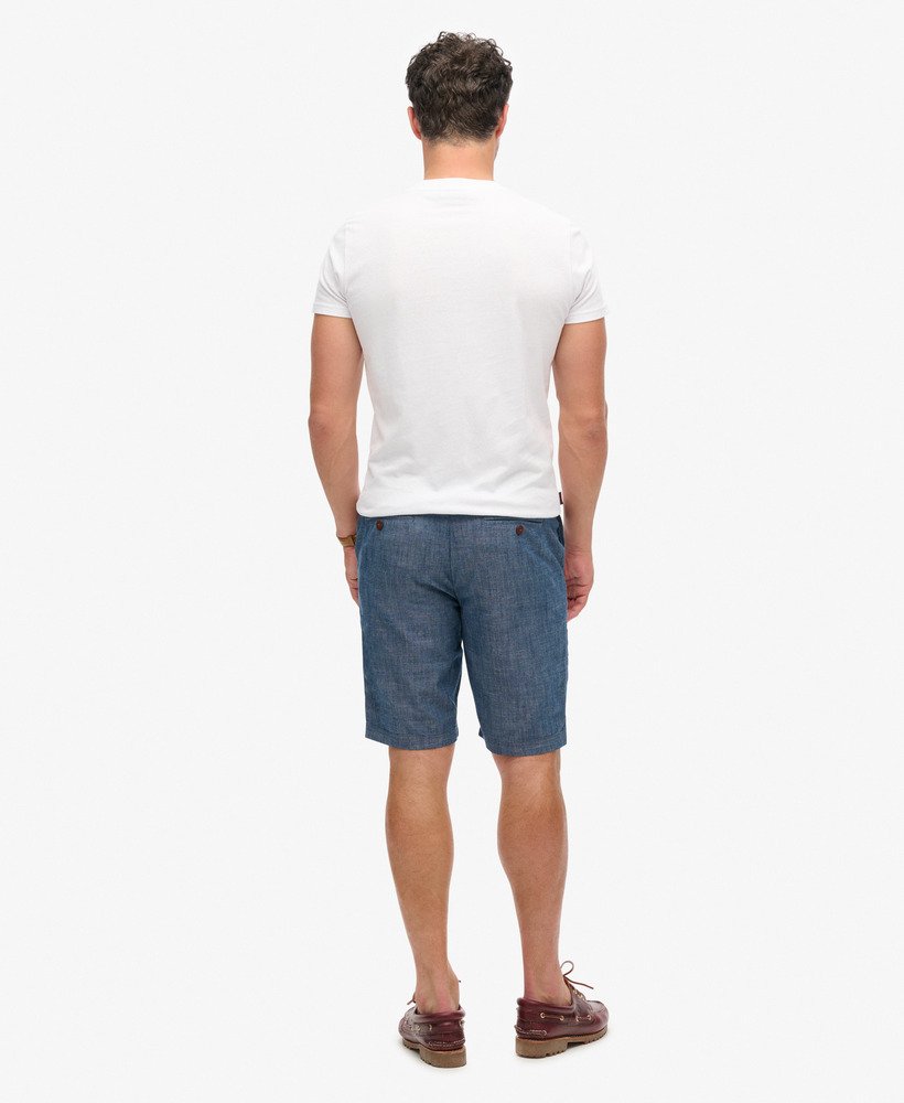shorts vintage international em azul chambray