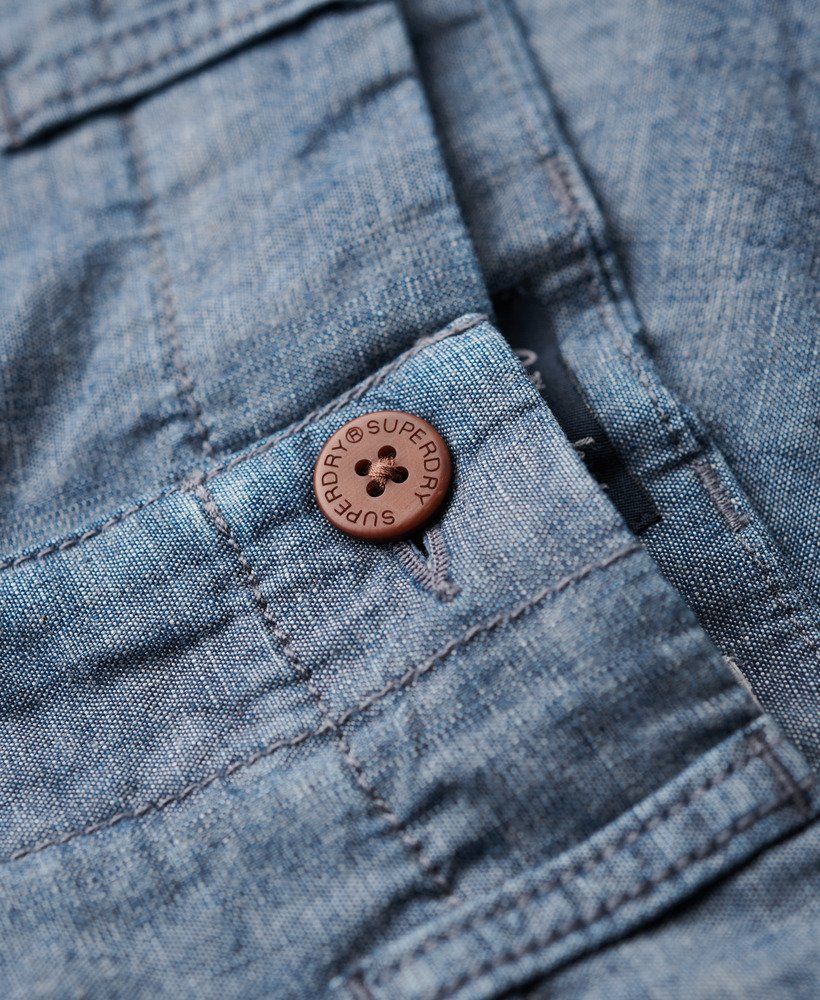 shorts vintage international em azul chambray