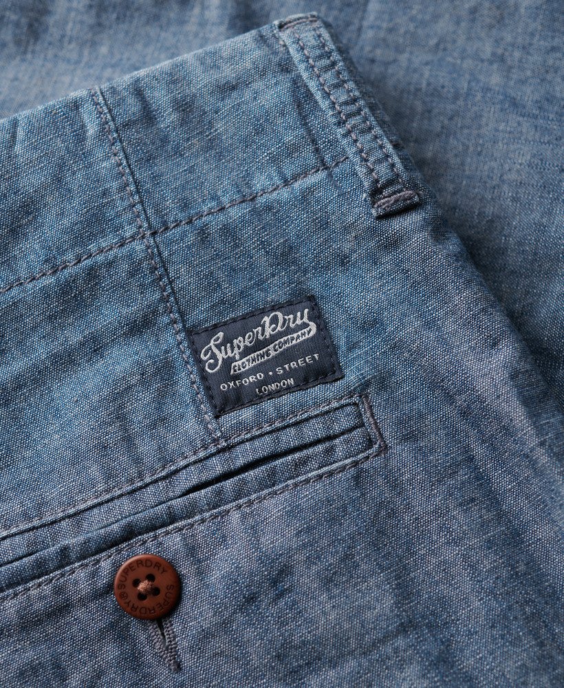 shorts vintage international em azul chambray