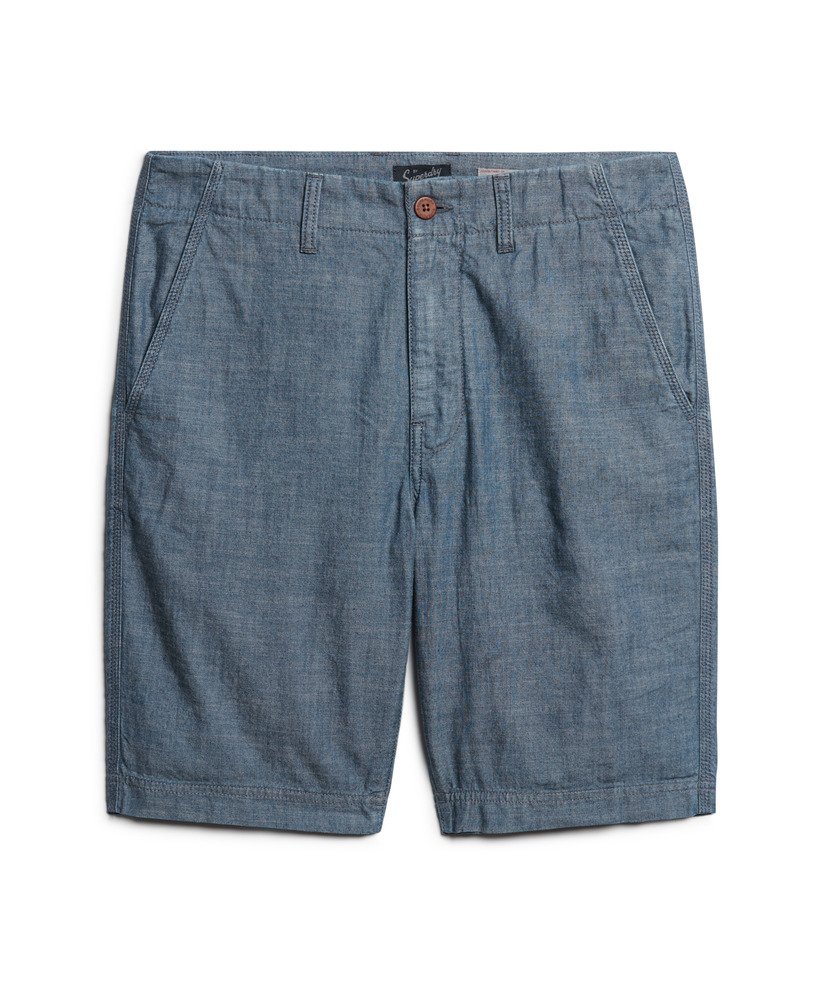 shorts vintage international em azul chambray