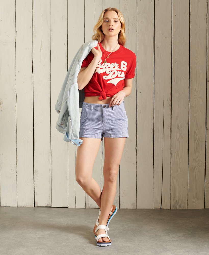 shorts chino listrados azul-marinho