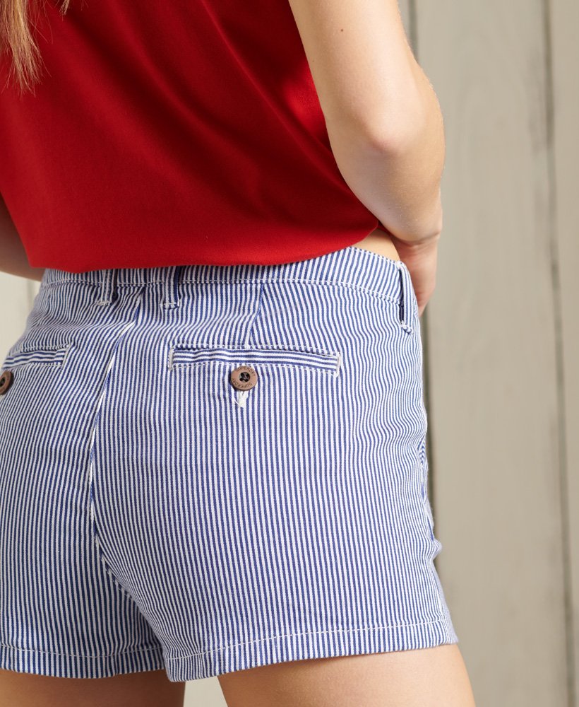 shorts chino listrados azul-marinho