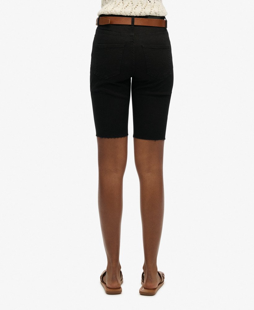 shorts kari long line em jeans preto lavado